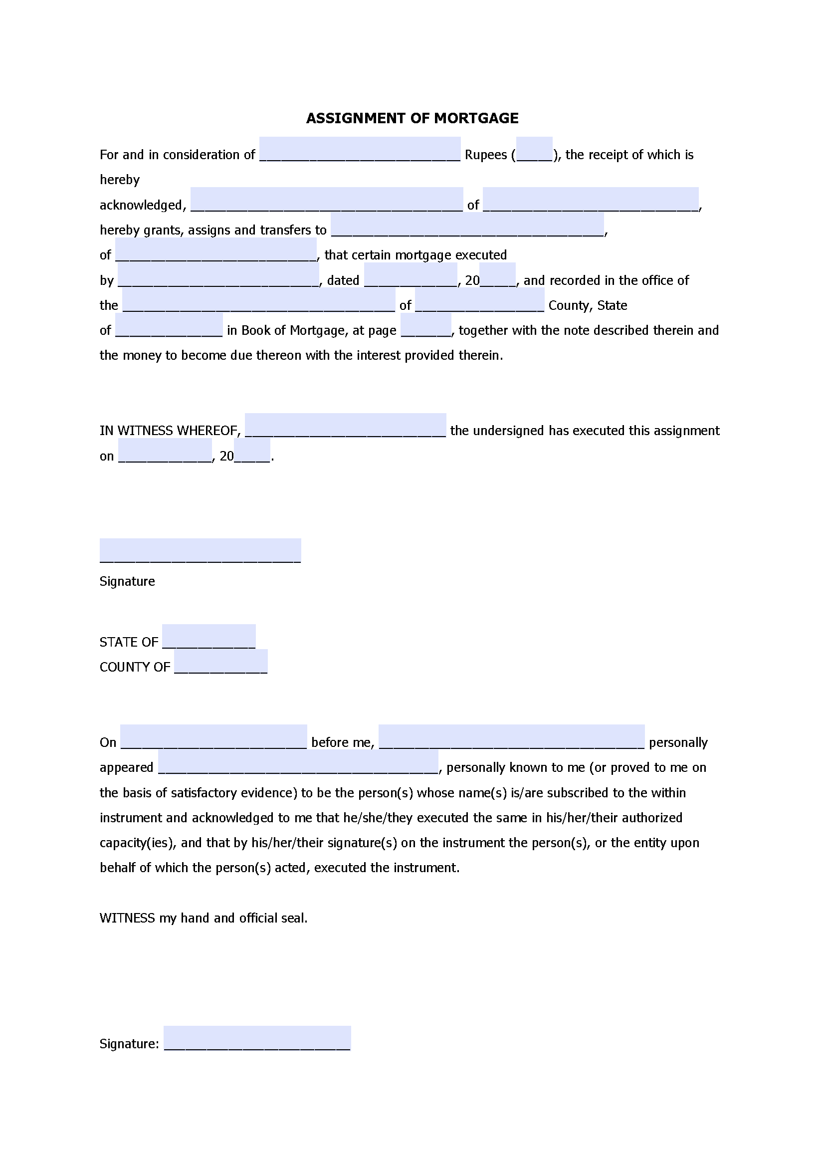 Assignment Of Mortgage